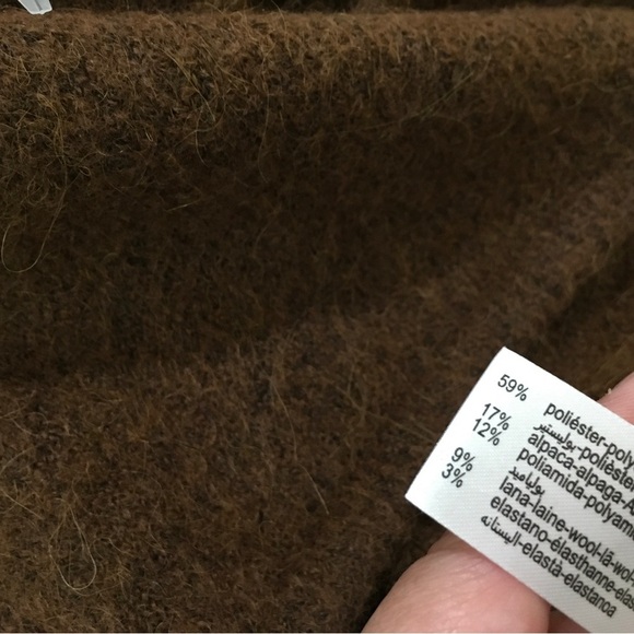 Zara Top Womens Large Brown Knit Strapless Wool Alpaca Blend Sweetheart Neck New - Picture 8 of 9